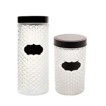 Kit 2 Porta Mantimentos Pote com Tampa Preta e Giz Wolff 1600ml e 2100ml Kit 2 Porta Mantimentos Pote com Tampa Preta e Giz Wolff 1600ml e 2100ml