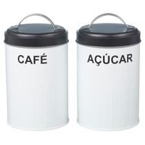 Kit 2 Porta Mantimentos Potes Para Café E Açucar Decoração - Amigold