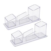 Kit 2 Porta objetos, canetas, clips e lembrete Cristal Acrinil Kit 2 Porta objetos, canetas, clips e lembrete Cristal Acrinil