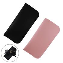 Kit 2 Porta Óculos de Sol Estojo para Óculos de Grau Capa Capinha de Óculos em Sintético Preto Rosa