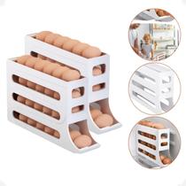 Kit 2 Porta Ovos 4 Andares Organizador de Geladeira Branco Kit 2 Porta Ovos 4 Andares Organizador de Geladeira Branco