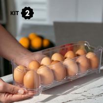 Kit 2 Porta Ovos Acrílico organizador Geladeira Cozinha Empilhável