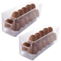 Kit 2 porta ovos geladeira despensa armário cozinha organizador multiuso bandeja removível Plasútil