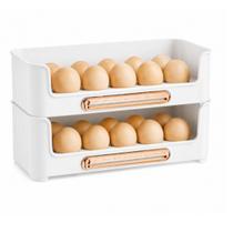 Kit 2 Porta Ovos Organizador Geladeira Empilhável ABS Branco 20 Ovos Kit 2 Porta Ovos Organizador Geladeira Empilhável ABS Branco 20 Ovos