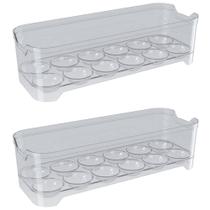 Kit 2 Porta Ovos Organizador Geladeira Transparente de Plástico 12 Cavidades