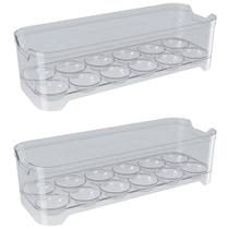 Kit 2 Porta Ovos Organizador Geladeira Transparente de Plástico 12 Cavidades