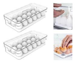 kit 2 Porta Ovos Para Geladeira Com Tampa Empilhavel 18 Ovos