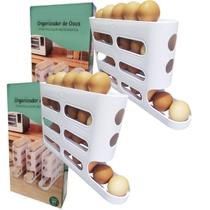 Kit 2 Porta Ovos Torre Dispenser Rolagem Automática Bandeja de ovos Organizador De Geladeira