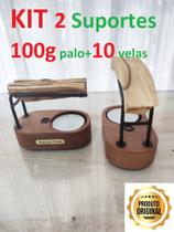 Kit 2 porta Palo Santo + 100g palo santo + 10 velas - incensario defumador P