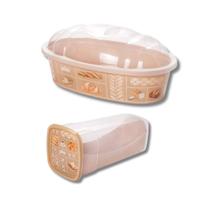 Kit 2 Porta Pão e Pão de Forma Decorado Bege Retrô Plasútil 3417/3407