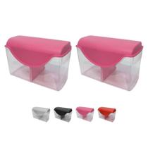 Kit 2 Porta Pão Forma c/ Tampa Divisória Removível Plástico Kit 2 Porta Pão Forma c/ Tampa Divisória Removível Plástico