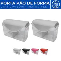 Kit 2 Porta Pão Forma c/ Tampa Divisória Removível Plástico Kit 2 Porta Pão Forma c/ Tampa Divisória Removível Plástico