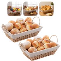 Kit 2 Porta Pão Retangular Forrado Para Café Da Manhã Elegante Bege 30cm com Alça Kit 2 Porta Pão Retangular Forrado Para Café Da Manhã Elegante Bege 30cm com Alça