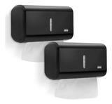 KIT 2 Porta Papel Toalha Inter folhado Dispenser Urban Compacto Papeleira Preto