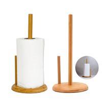 Kit 2 Porta Papel Toalha Suporte Rolo Guardanapo Em Bambu Vertical De Mesa Cozinha - Oikos