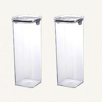 Kit 2 Porta Pote Mantimentos Grande Travas Transparente Kit 2 Porta Pote Mantimentos Grande Travas Transparente