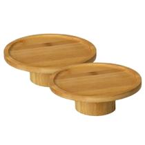 Kit 2 Porta Queijo Queijeira Bolo Redonda Bambu