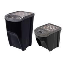 Kit 2 Porta Ração Empilhável Container 10kg + 17kg Cores