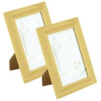 Kit 2 Porta Retrato 10x15cm Borda Relevo Trama 6750 Cor:Bege