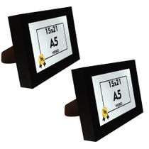 Kit 2 Porta Retrato 15x21 com Moldura Alta Vidro e Fundo com Suporte