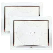 Kit 2 Porta Retrato 20x15 Vidro Dourado Prateado Luxo Kit 2 Porta Retrato 20x15 Vidro Dourado Prateado Luxo