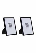 Kit 2 Porta Retrato Metal e Vidro 10x15 Moldura Lisa Preto