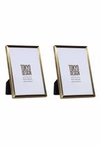 Kit 2 Porta Retrato Metal Vidro 10x15 Moldura Dourado Fosco