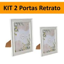 Kit 2 Porta Retrato Moderno Craquelado Decorativo Horizontal e Vertical de Mesa Para Fotos Família 15x20 e 10x15cm
