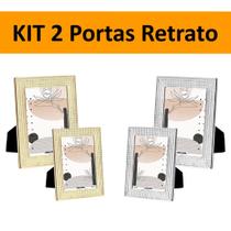 Kit 2 Porta Retrato Moderno Decorativo Horizontal e Vertical de Mesa Estante Para Fotos Família 15x20 e 10x15cm