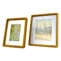 Kit 2 Porta Retratos 10x15 e 15x20 Madeira Curva Vidro MART