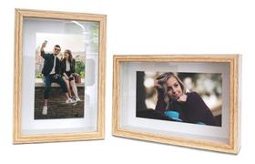 Kit 2 Porta Retratos Foto 10x15 Branco Bege MDF Kit 2 Porta Retratos Foto 10x15 Branco Bege MDF