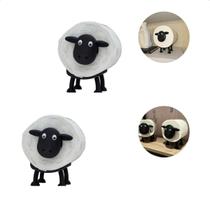 Kit 2 Porta Rolo De Papel Higiênico Ovelha Decorativa 3D Organizador De Banheiro Criativo e Divertido Suporte De Mesa -