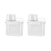 Kit 2 Porta Sabão em Pó Dispenser para Sabão Líquido, Pote para Amaciante, Alimentos, Pote Hermético com Copo Dosador e Trava 1,1L- Maxx