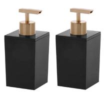 Kit 2 Porta Sabonete Líquido Quadratta 300ml Preto