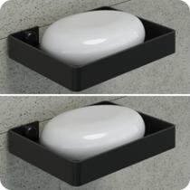 Kit 2 Porta Sabonete Para Banheiro de Parede Preto Plus