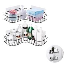 Kit 2 Porta Shampo Suporte de Canto em L Pode ser utilizado na Cozinha Prateleiras Multifuncional Sem Necessidade de Furos Cantoneira Preto Aramado