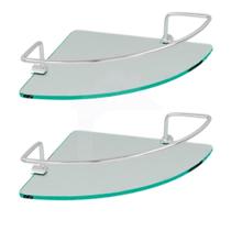 Kit 2 Porta Shampoo De Canto Cromado Base De Vidro Temperado Kit 2 Porta Shampoo De Canto Cromado Base De Vidro Temperado