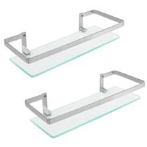 Kit 2 Porta Shampoo Retangular Exclusivo Cromado Luxo Kit 2 Porta Shampoo Retangular Exclusivo Cromado Luxo