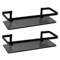 Kit 2 Porta Shampoo Reto Preto Rectangular Luxo Banheiro