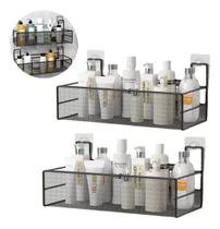 Kit 2 Porta Shampoo Sabonete Suporte Metal Adesivo Parede Banheiro Cor Preto Kit 2 Porta Shampoo Sabonete Suporte Metal Adesivo Parede Banheiro Cor Preto