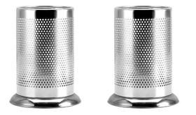 Kit 2 Porta Talheres De Inox Redondo Vazado Escorredor Louça Cromado Organizador Cozinha Utensílios