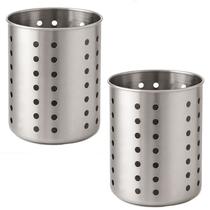 Kit 2 Porta Talheres Escorredor Cozinha Aço Inox Vazado