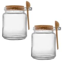 Kit 2 Porta Tempero Vidro Colher Bambu Tampa De Rolha 240Ml Kit 2 Porta Tempero Vidro Colher Bambu Tampa De Rolha 240Ml