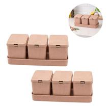 Kit 2 Porta Temperos de Bambu Rosa Ideal para Cozinha Gourmet