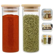 Kit 2 Porta Temperos E Condimentos De Vidro com Tampa de Bambu 160ml Versátil Wolff Kit 2 Porta Temperos E Condimentos De Vidro com Tampa de Bambu 160ml Versátil Wolff