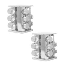 Kit 2 Porta Temperos Giratório 12 Potes De Vidro C/Tampa Kit 2 Porta Temperos Giratório 12 Potes De Vidro C/Tampa