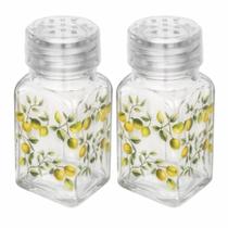 Kit 2 Porta Temperos Saleiro Limão Siciliano 70ml Vidro Lyor C717