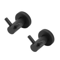Kit 2 Porta Toalha Cabide Duplo Banheiro Inox Preto/Black