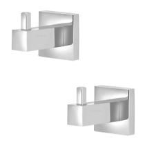 Kit 2 Porta Toalha Cabide Luxo Para Banheiro Quadrado Inox