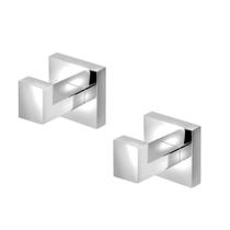 Kit 2 Porta Toalha Cabide Quadrado Metal Cromado P/Banheiro